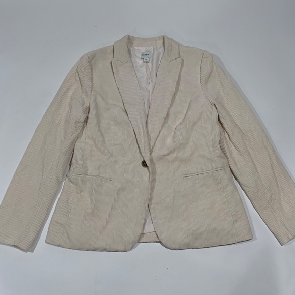 J.Crew Sz 10 Corduroy One Button Blazer Jacket in Ecru BS921 - Picture 2 of 9